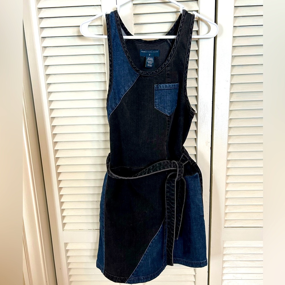 Marc by Marc Jacobs Sleeveless Denim Black and Blue Shift Dress Sz 2